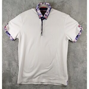 Maceoo Mozart Pique Polo Shirt Mens XL White Trim Preppy Short Sleeve